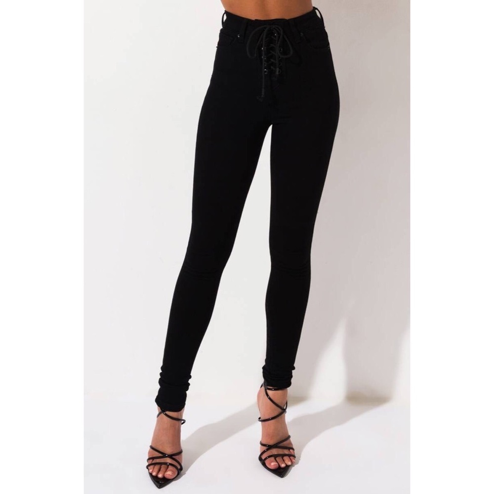 AKIRA Label Kiki Lace Up Skinny Denim Pants
